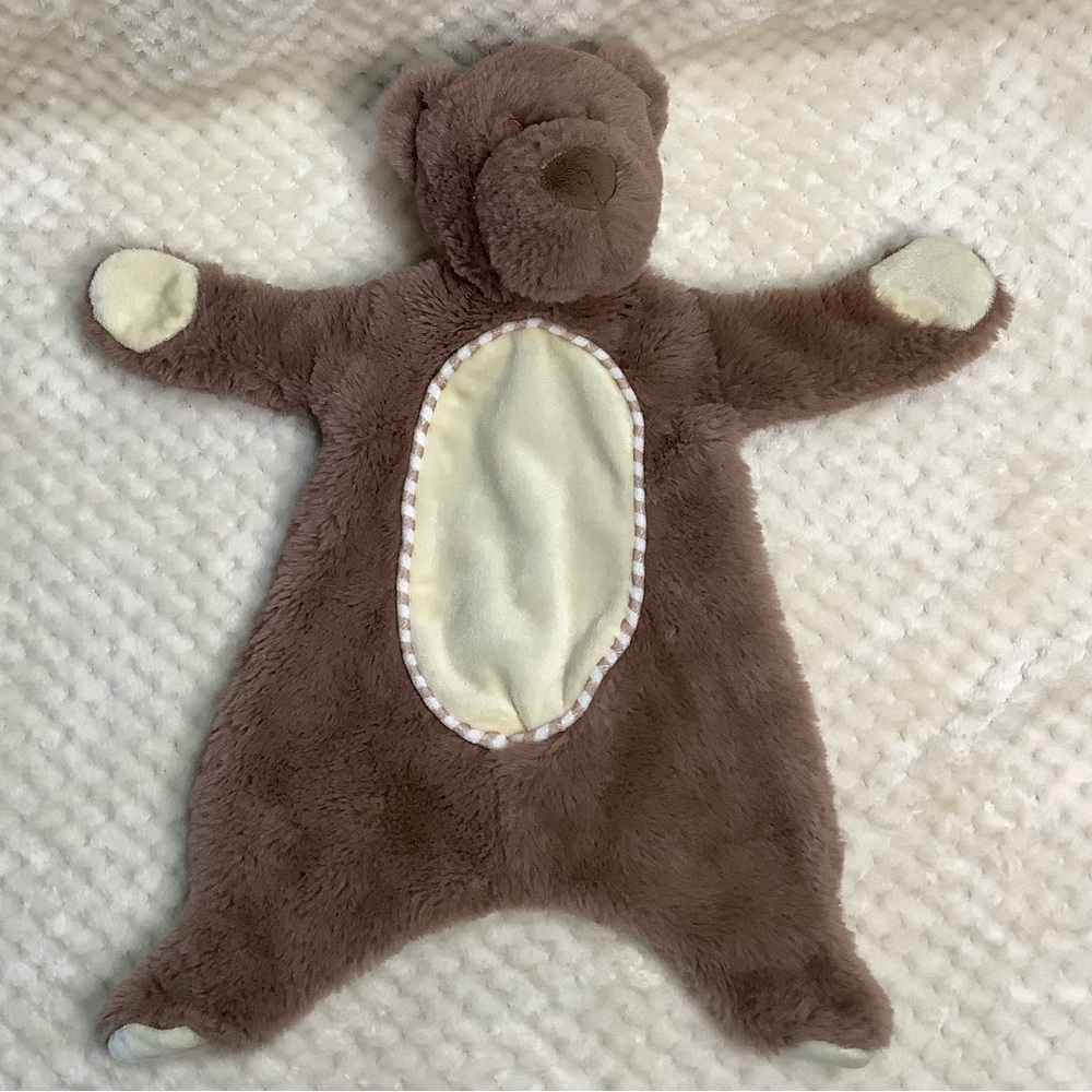 Kellytoy Soft Plush Brown Bear Flattie Rattle Lovey Stuffed Animal Crinkle Toy